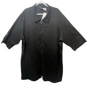 Club Z Collection NWT Black Swim Cover Up Dress 3X Zip Front Pocket Shirt Tunic